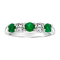 14K White Gold 5-Stone Emerald and Diamond Band Ring, 1.11ctw