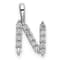 Rhodium Over 14K White Gold Lab Grown Diamond Letter N Initial Pendant