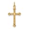 14k Yellow Gold Polished and Textured Solid Diamond Shape Cross Pendant