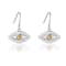 Rhodium Over Sterling Silver Round Citrine and Moissanite Evil Eye
Earrings 0.55ctw