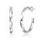 Bright Shine C-Hoop Earrings In White Rhodium Over Brass