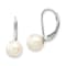 Rhodium Over 14K White Gold 7-8mm Round White Saltwater Akoya Pearl
Leverback Earrings