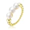 Pear Shape Freshwater Pearl Band Ring In 14K Gold Over Sterling Silver