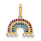 14k Yellow Gold Polished Cubic Zirconia Rainbow and Clouds Pendant