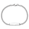 Rhodium Over 14k White Gold Semi-solid Soft Diamond Shape Cuban Link ID Bracelet