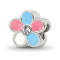 Sterling Silver Enameled Flower CZ Bead
