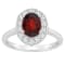 8x6mm Oval Garnet And White Topaz Accents Rhodium Over Sterling Silver
Halo Ring