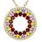 Red Garnet, Lab Pink Sapphire, Lab Yellow Sapphire And White Zircon
Pendant Necklace In 18K Gold Over Sterling Silver