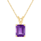 10x8mm Emerald Cut Amethyst 14k Yellow Gold Pendant With Chain