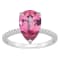 12x8mm Pear Shape Pink Topaz and 1/10 ctw Diamond Rhodium Over Sterling
Silver Ring
