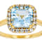 Blue Topaz Square Octagonal And White Zircon Ring In 18K Gold Over
Sterling Silver 3.04ctw