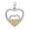 14k Two-tone Gold Diamond Triple Heart Pendant