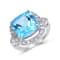 Blue and White Topaz Sterling Silver Halo Ring, 11.58ctw