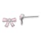 Rhodium Over Sterling Silver Pink Enamel Bow Children's Post Earrings