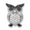 Rhodium Over Sterling Silver Black and Clear Cubic Zirconia Owl Chain Slide