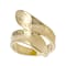 Hammered Bypass Ring In 18K Yellow Gold Over Bronze