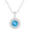 7mm Round Swiss Blue Topaz And White Topaz Rhodium Over Sterling Silver
Double Halo Pendant w/Chain