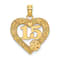 14k Yellow Gold Textured QUINCE ANOS 15 in Heart Charm