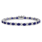Rhodium Over 14k White Gold Oval Lab Created Sapphire and Diamond Bracelet