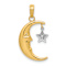 14K Two-tone Gold  Half Moon with Star Moveable Charm