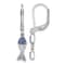 Rhodium Over Sterling Silver Blue Crystal Bonefish Dangle Earrings