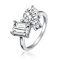 Princess-Cut CZ Three-Stone Ring In Sterling Silver