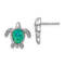Rhodium Over Sterling Silver Green Lab Created Opal Turtle Post Earrings