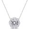 Lab Created White Sapphire 10k White Gold Pendant With Chain 4.37ctw