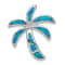 Rhodium Over Sterling Silver Lab Created Blue Opal Palm Tree Slide