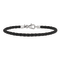 Sterling Silver Reflections Black Leather Bead Bracelet