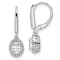 Rhodium Over 14K White Gold Lab Grown Diamond Halo Leverback Earrings