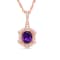 18K Rose Gold Over Sterling Silver 8x6mm Oval Amethyst and White Zircon
Pendant 1.04ctw