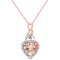 Morganite & Diamond 10K Rose Gold Heart Shaped Pendant With Chain 1.76ctw