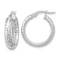 Rhodium Over 14k White Gold 13/16" Polished and Diamond-Cut Inside
and Out Fancy Hoop Earrings