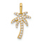 14k Yellow Gold Polished Cubic Zirconia Palm Tree Pendant