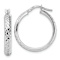 Rhodium Over 14k White Gold Diamond-Cut 15/16" Hoop Earrings