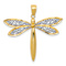 14k Two-tone Gold Textured Dragonfly Pendant