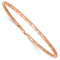 14K Rose Gold 3mm Polished Textured Slip-on Bangle Bracelet