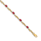 14k Yellow Gold and Rhodium Over 14k Yellow Gold Diamond and Oval Ruby Bracelet