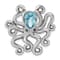 Rhodium Over Sterling Silver Polished Blue Crystal Octopus Chain Slide Pendant