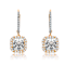 Square CZ Halo Drop Earrings In 14K Gold Over Sterling Silver