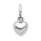 Rhodium Over 10K White Gold Solid 3D Polished Plain Puffed Heart Charm
