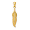 14k Yellow Gold Polished and Textured Feather Pendant