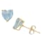 Heart Shape Aquamarine Simulant 10K Yellow Gold Stud Earrings, 1.6ctw