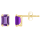 6x4mm Emerald Cut Amethyst 10k Yellow Gold Stud Earrings