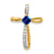 10k Yellow Gold Rhodium Over 10k Yellow Gold 0.46ctw Lab Created
Sapphire and Diamond Cross Pendant