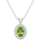 8x6mm Oval Peridot 1/8 ctw Diamond Rhodium Over Sterling Silver Halo
Pendant with Chain