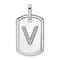 Rhodium Over 14k White Gold Diamond Initial V Dog Tag Charm