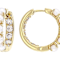 Freshwater Pearl And CZ Hoop Earrings In 18K Gold Over Bronze