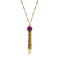 Yellow Base Metal Purple Crystal Whistle Necklace 28"
